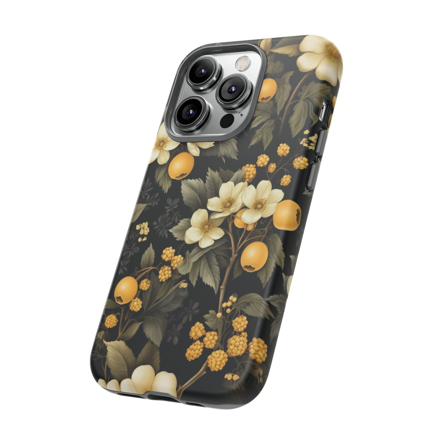 White Black and Yellow Floral phone case