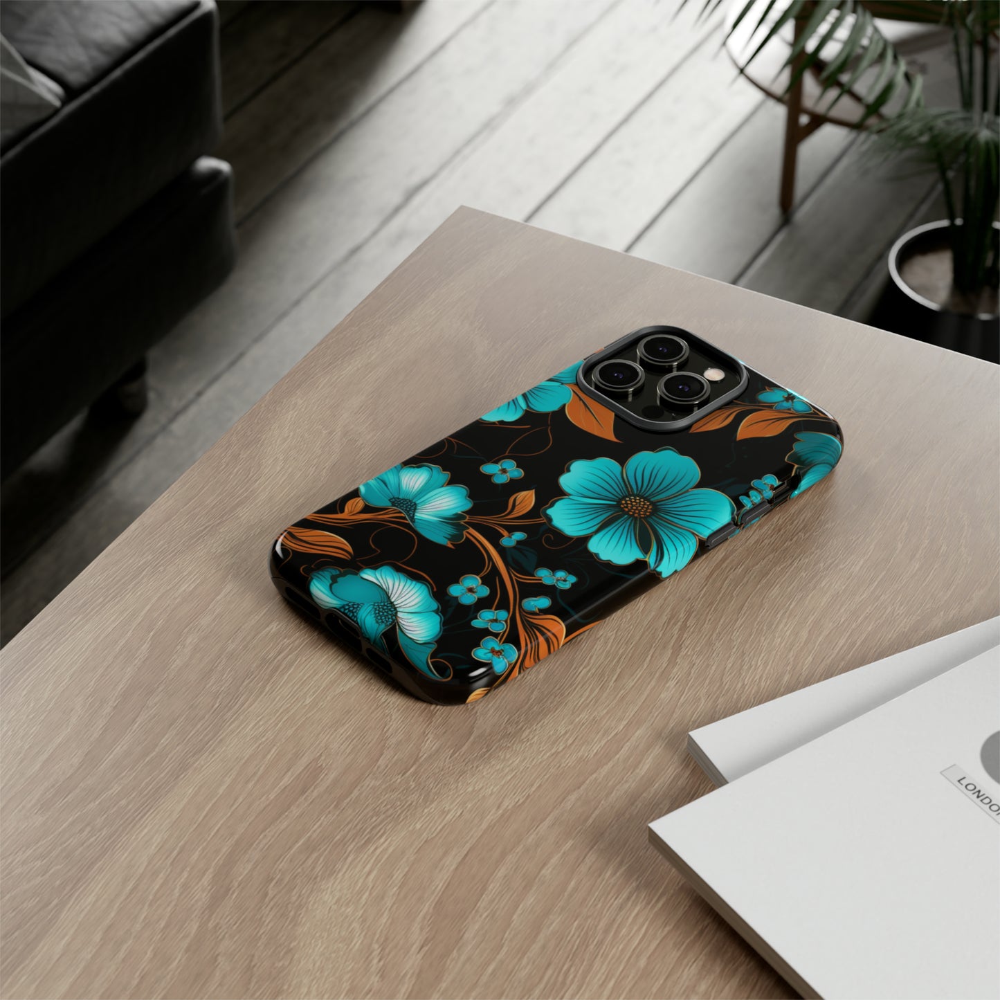 Turquoise Floral phone case