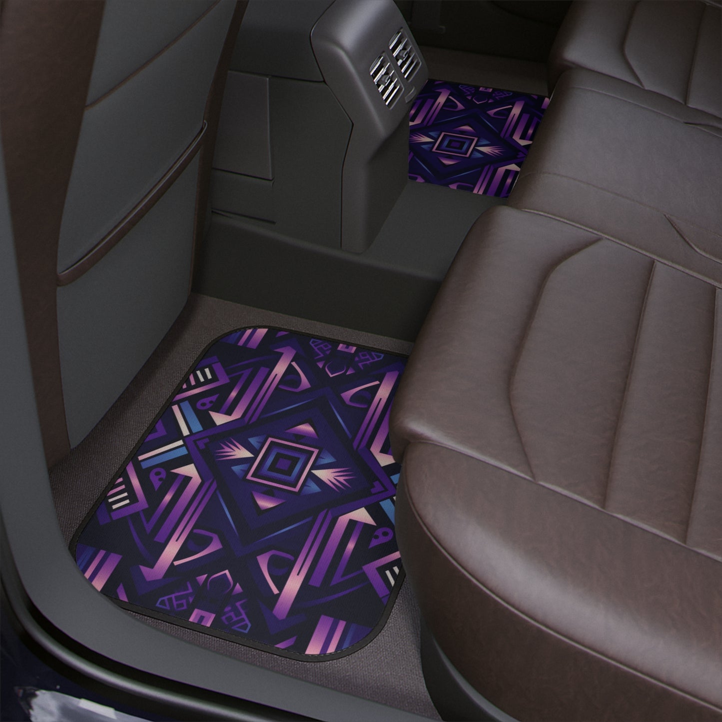 Purple Geometric Floor Mats, 1pc