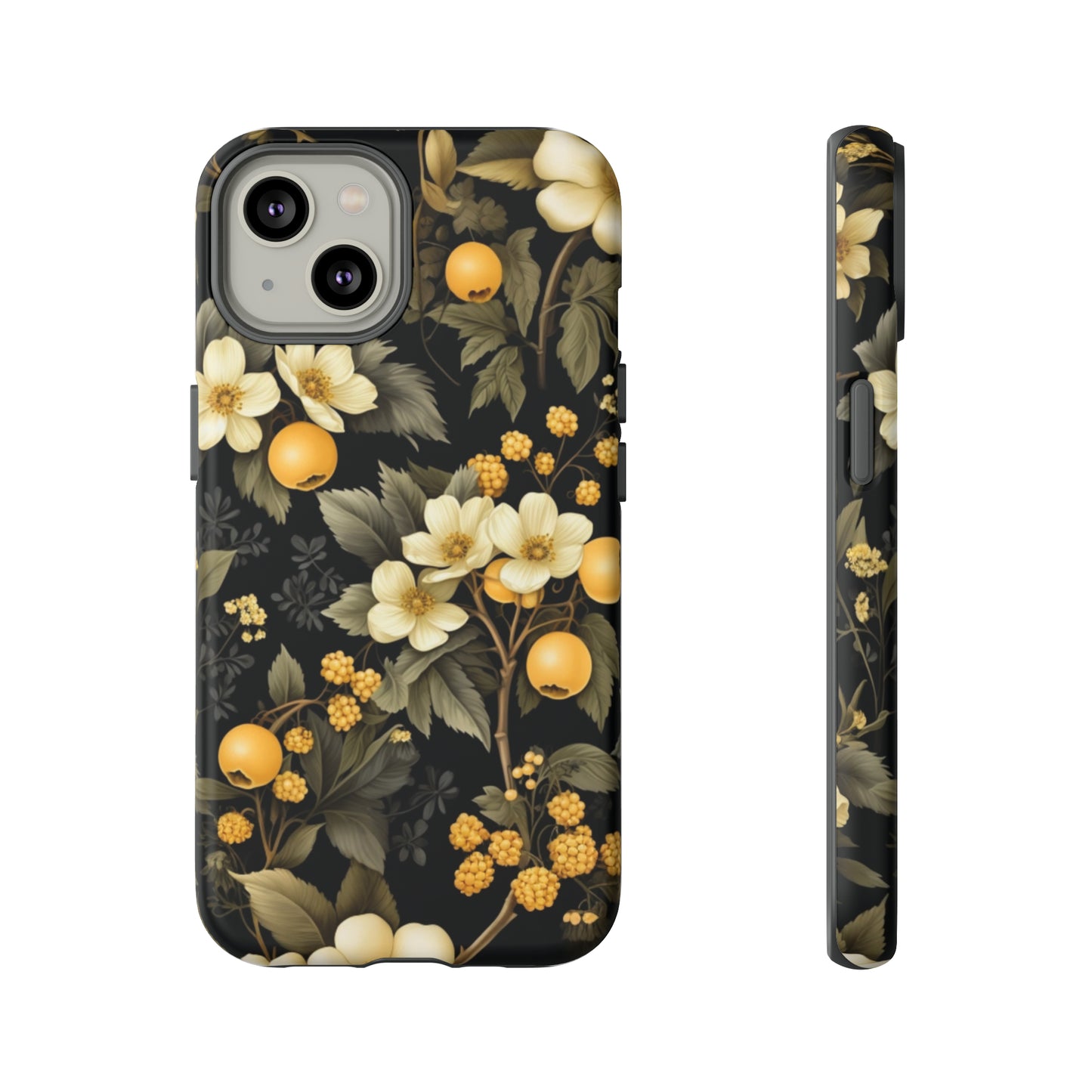 White Black and Yellow Floral phone case