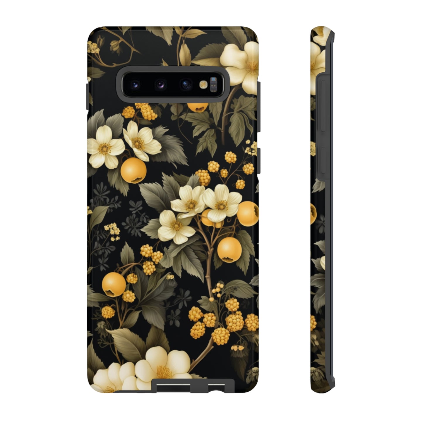 White Black and Yellow Floral phone case