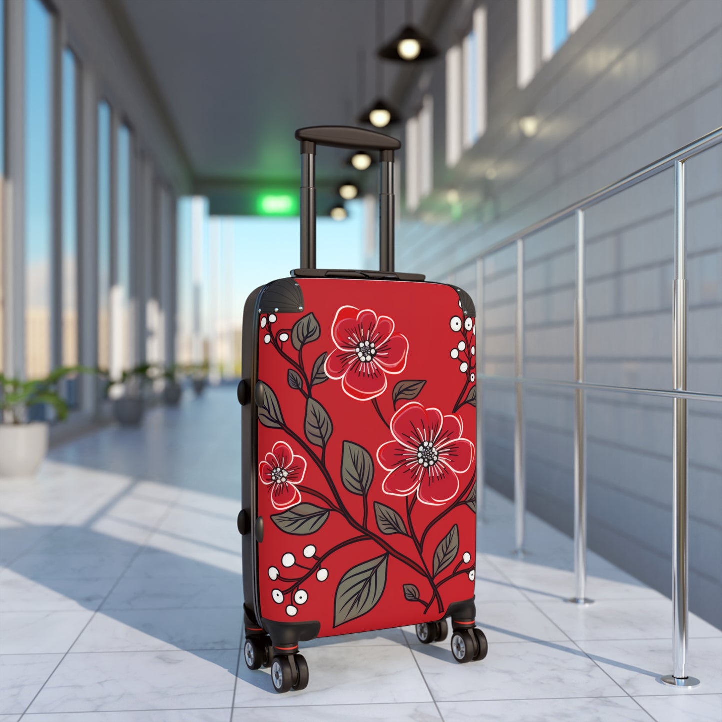 Red Floral Suitcase