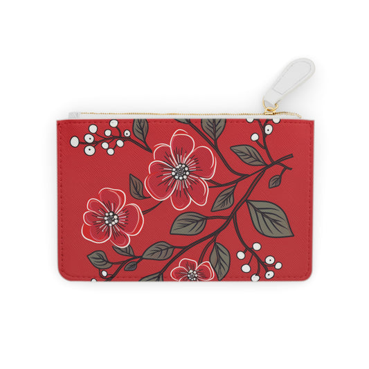 Red Floral Mini Clutch Bag