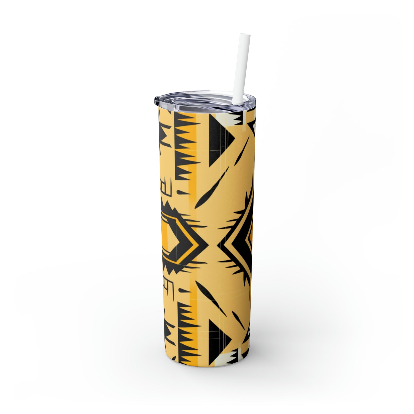 Yellow Geometric Skinny Tumbler with Straw, 20oz