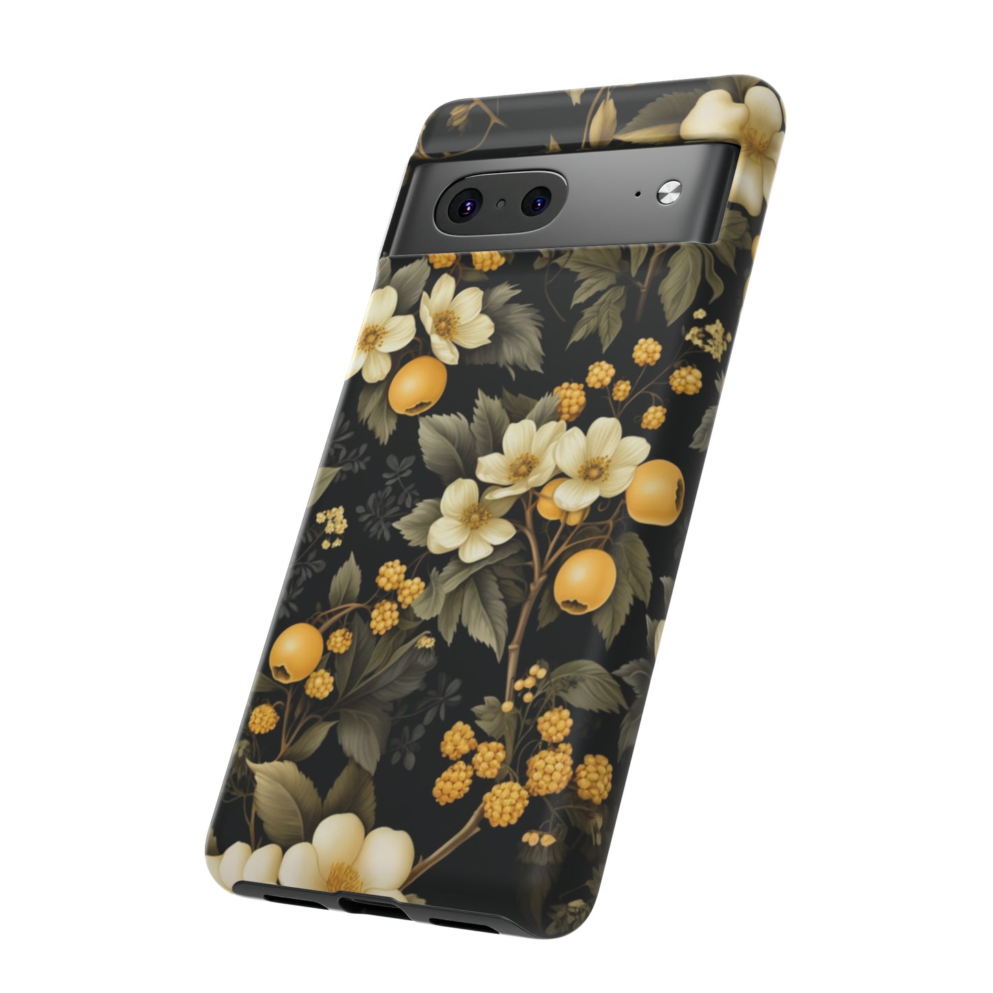 White Black and Yellow Floral phone case