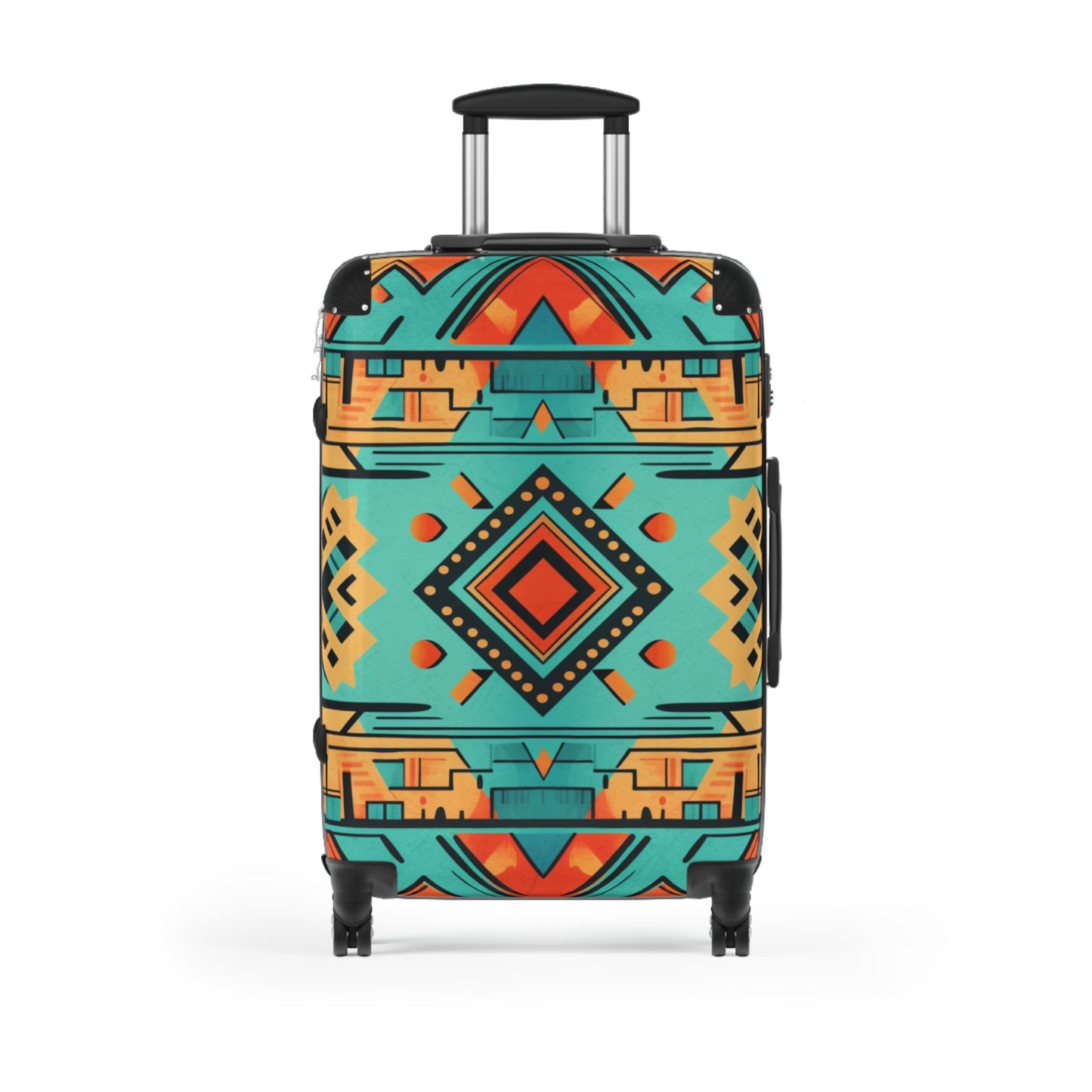 Turquoise and Orange Geometric Suitcase