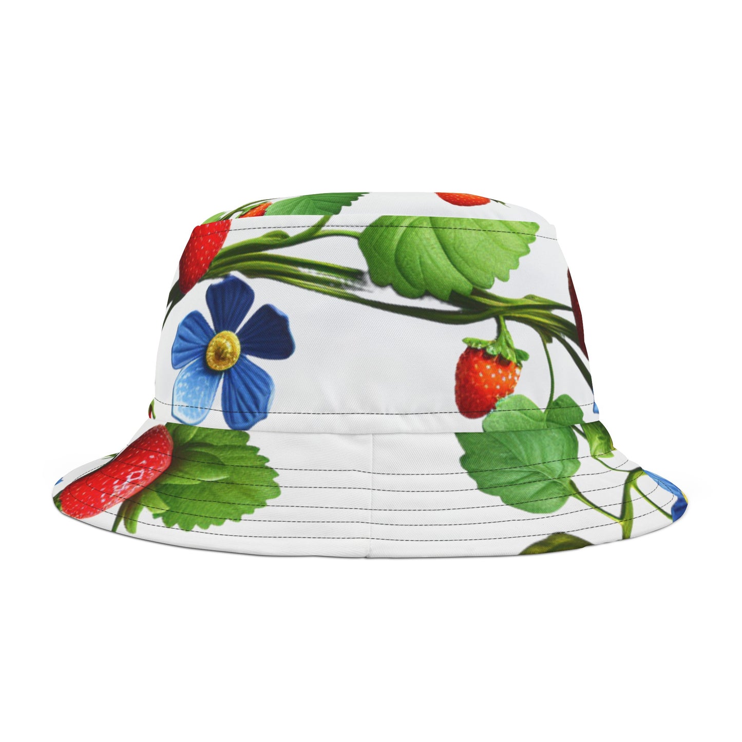 White Floral Geometric Bucket Hat