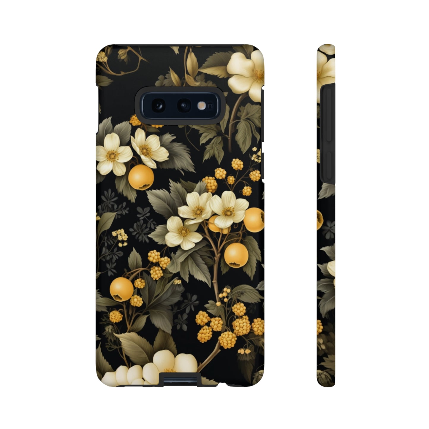 White Black and Yellow Floral phone case