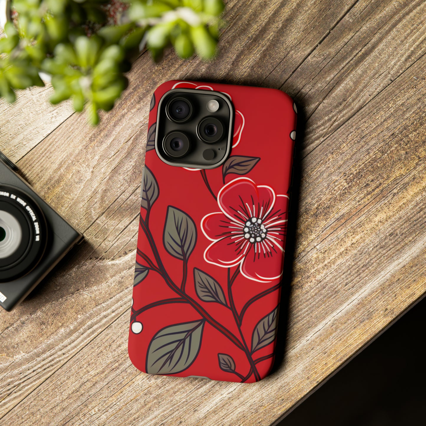 Red Floral phone case