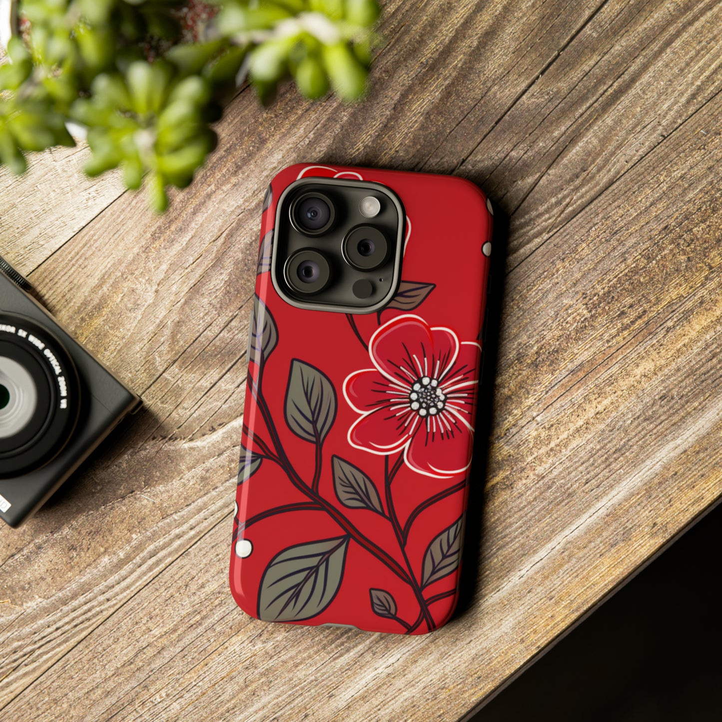 Red Floral phone case