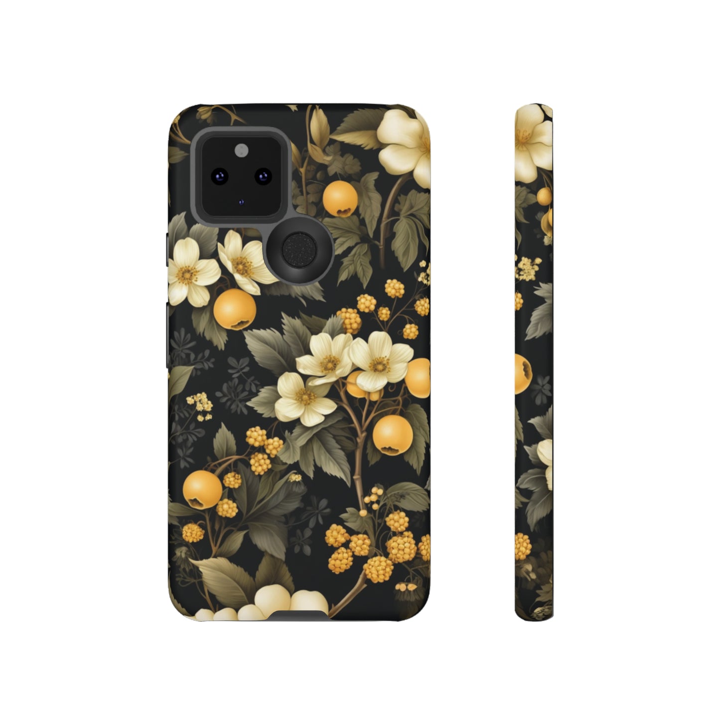 White Black and Yellow Floral phone case