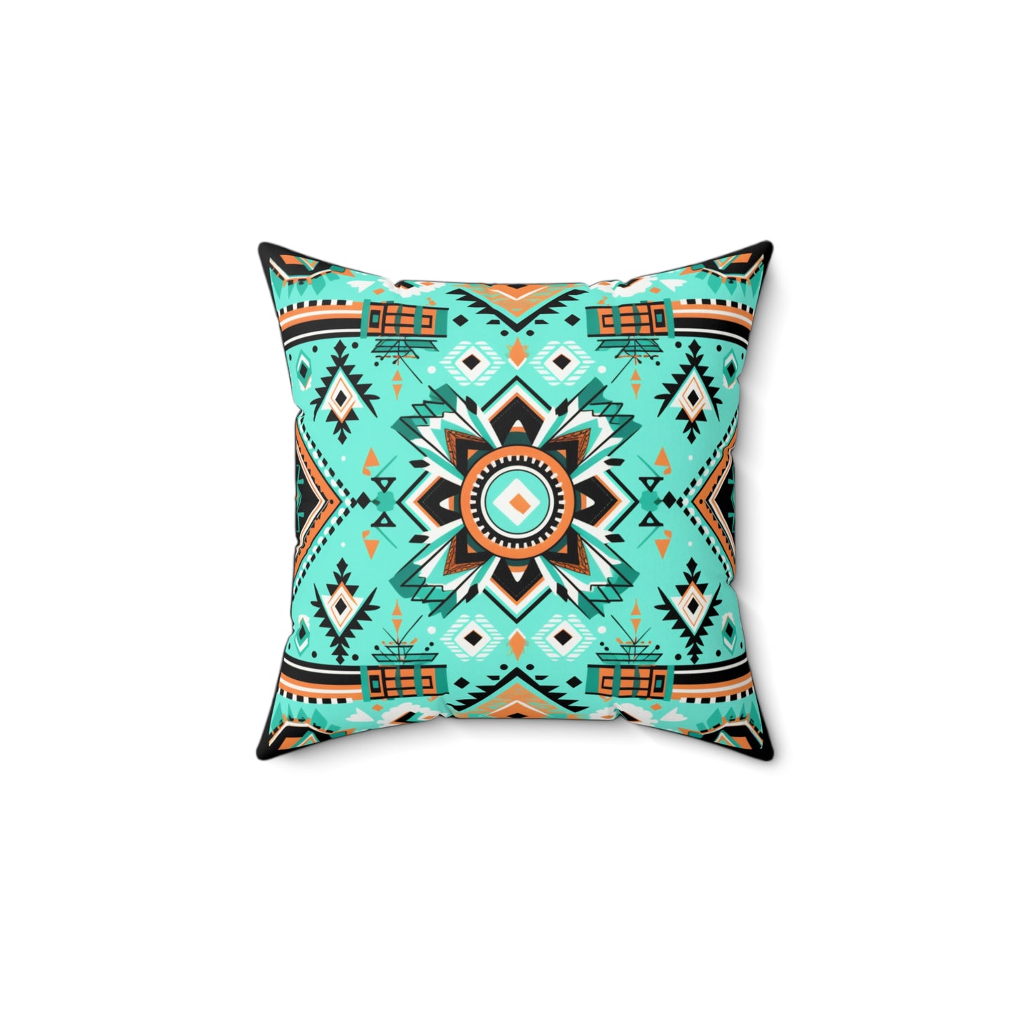 Turquoise Geometric Square Pillow