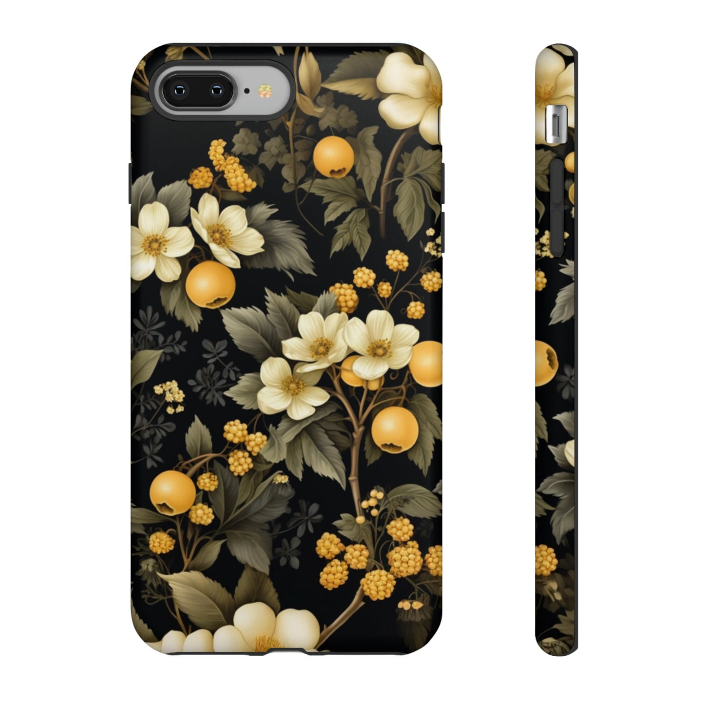 White Black and Yellow Floral phone case