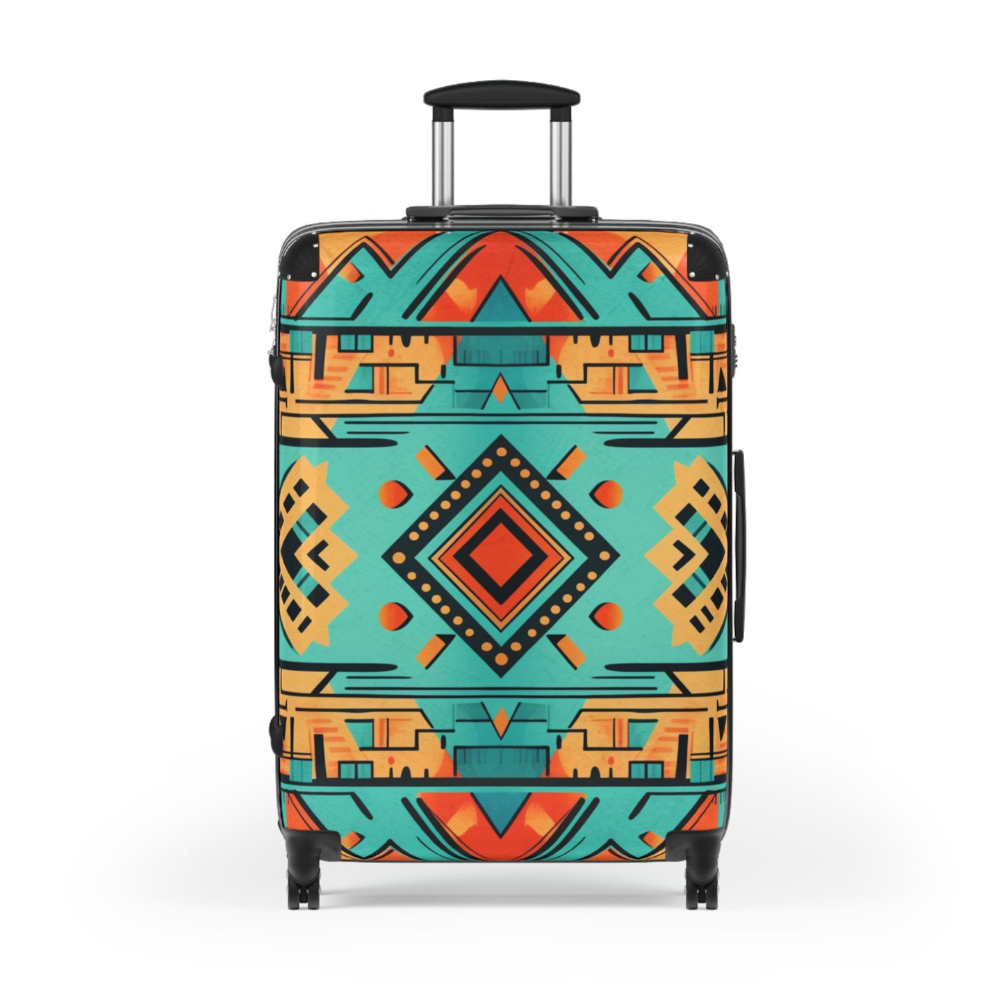 Turquoise and Orange Geometric Suitcase