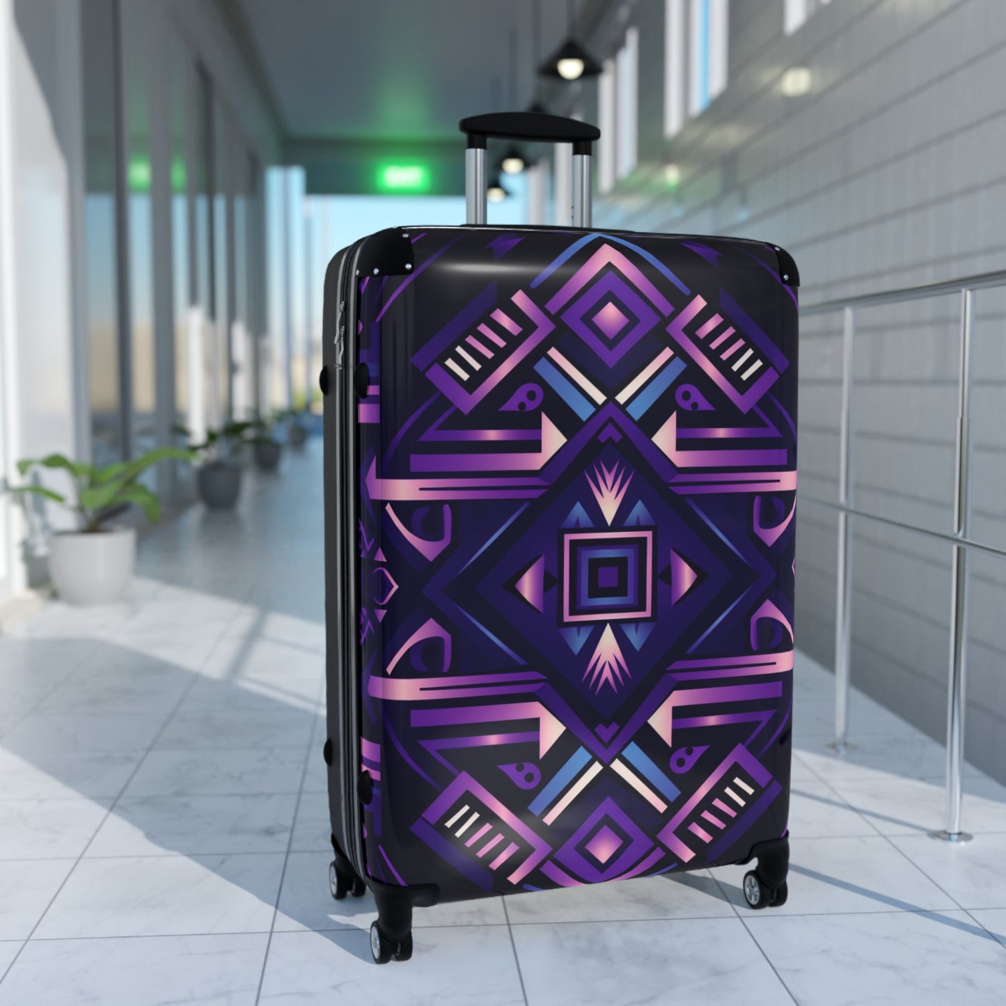 Purple Geometric Suitcase