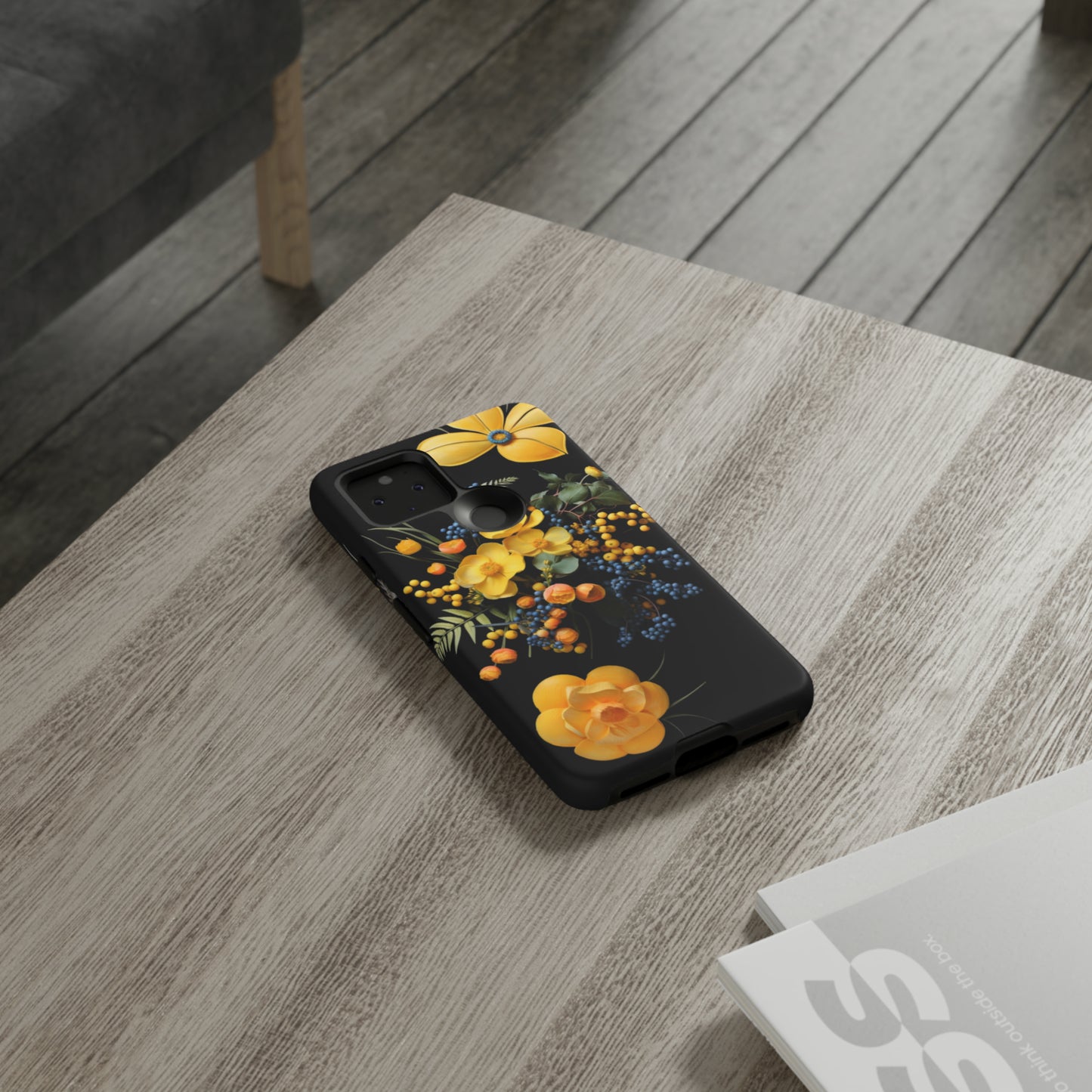 Yellow floral phone case