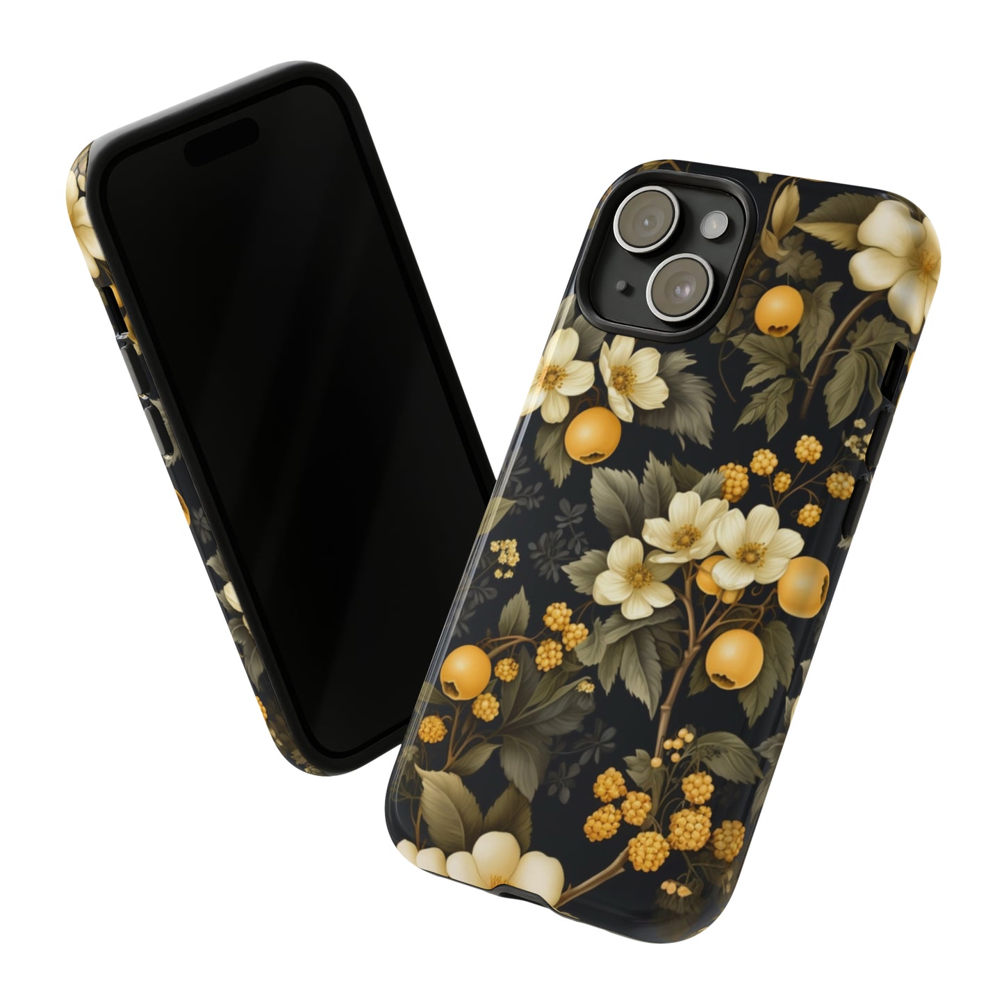 White Black and Yellow Floral phone case