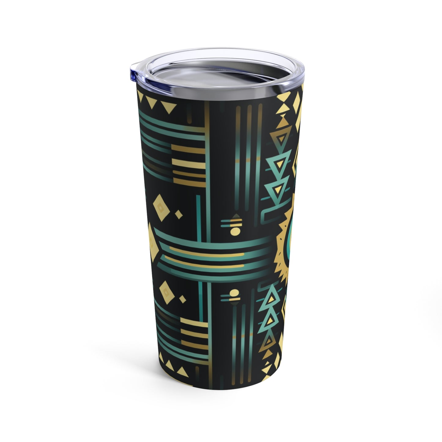 Black, Turquoise and Yellow Geometric Tumbler 20oz