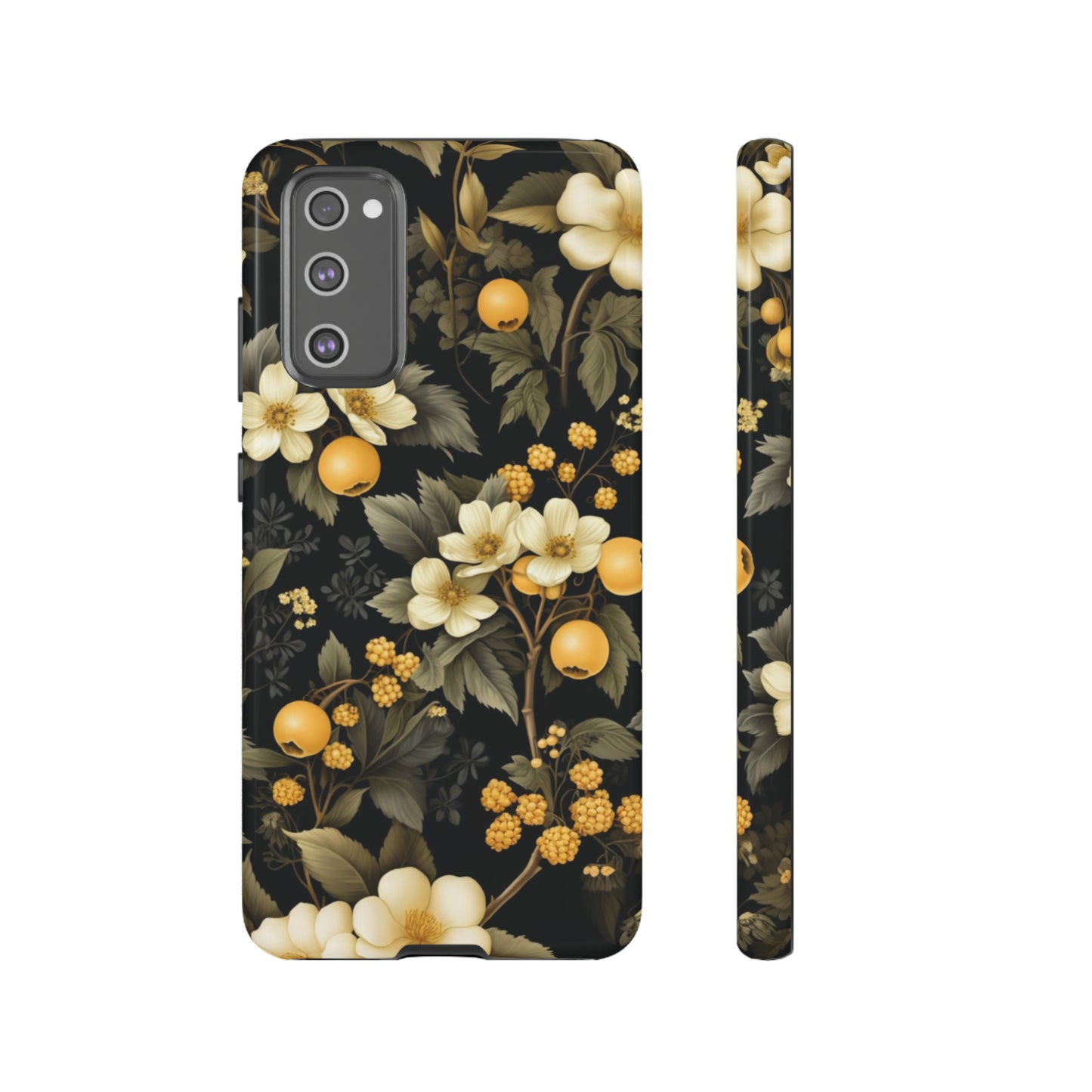 White Black and Yellow Floral phone case