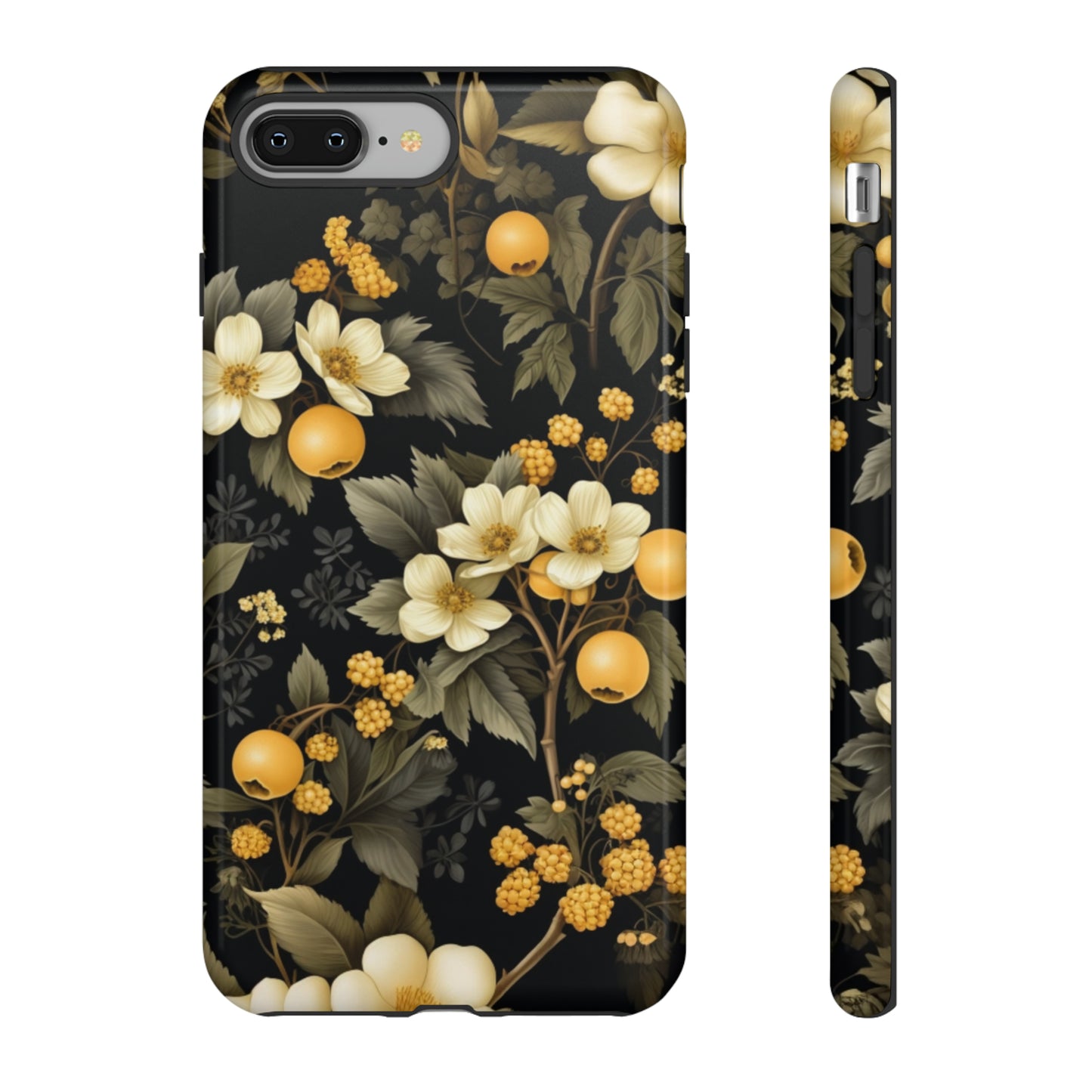 White Black and Yellow Floral phone case