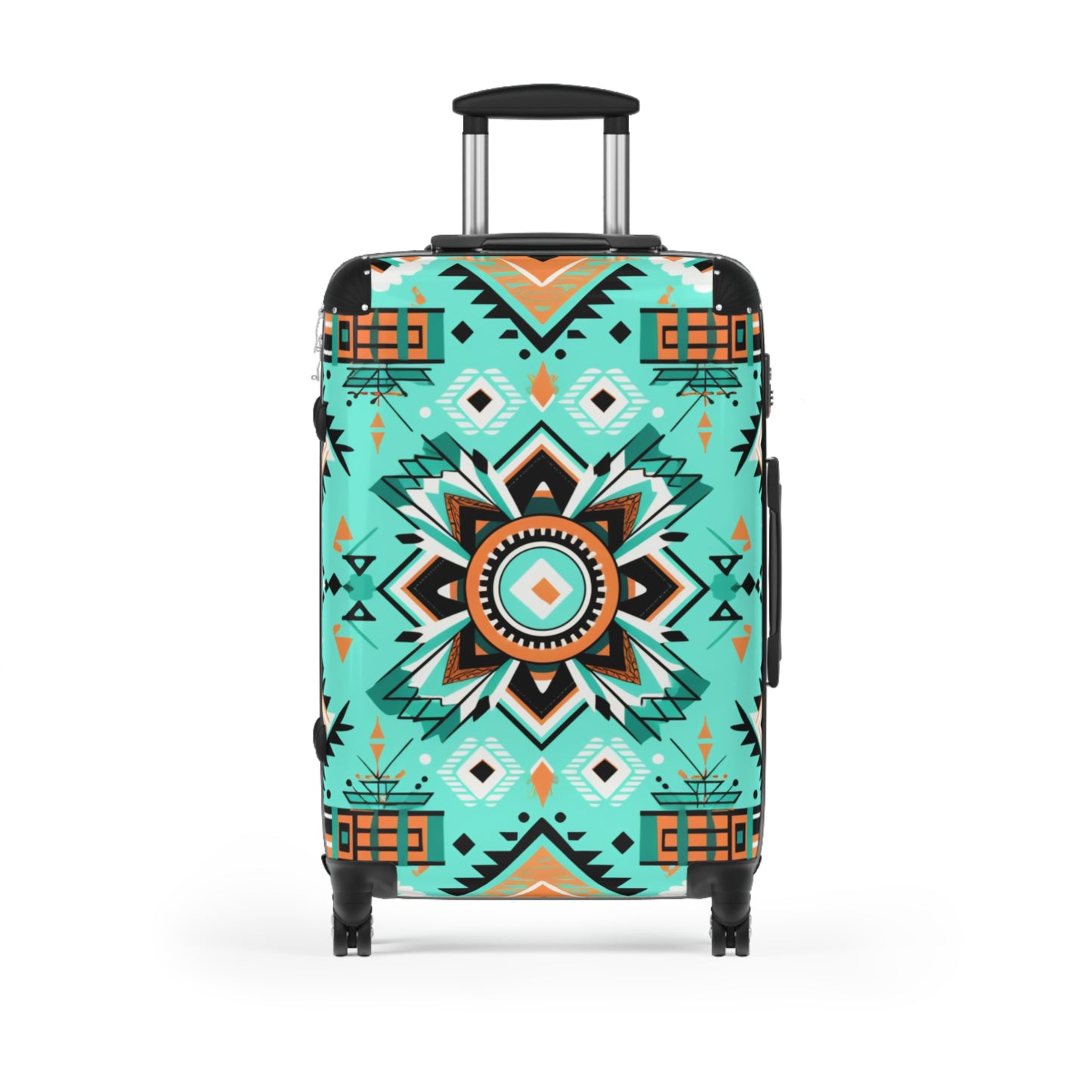 Turquoise Geometric Flower Suitcase