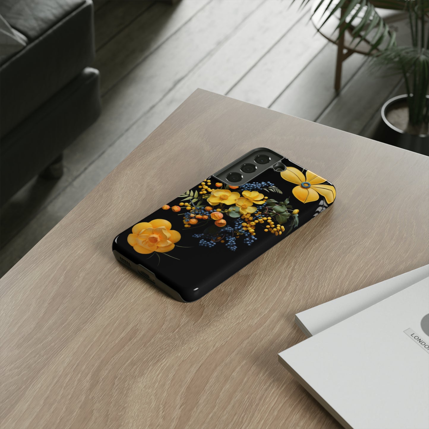 Yellow floral phone case