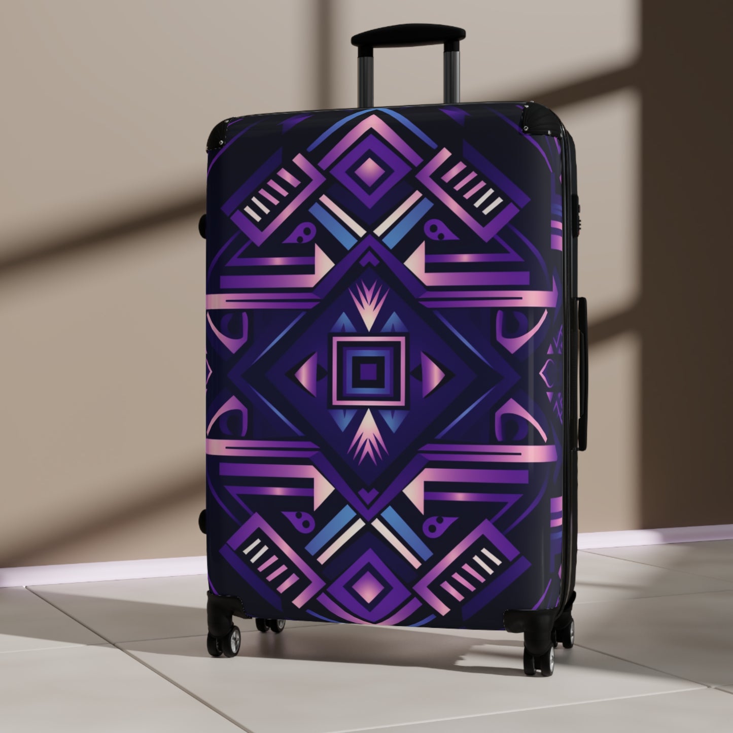 Purple Geometric Suitcase