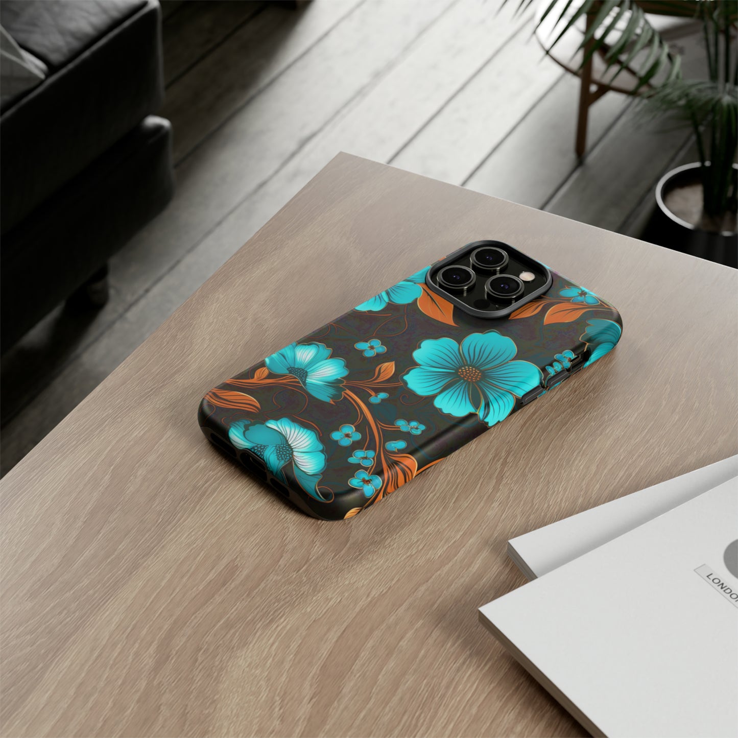 Turquoise Floral phone case