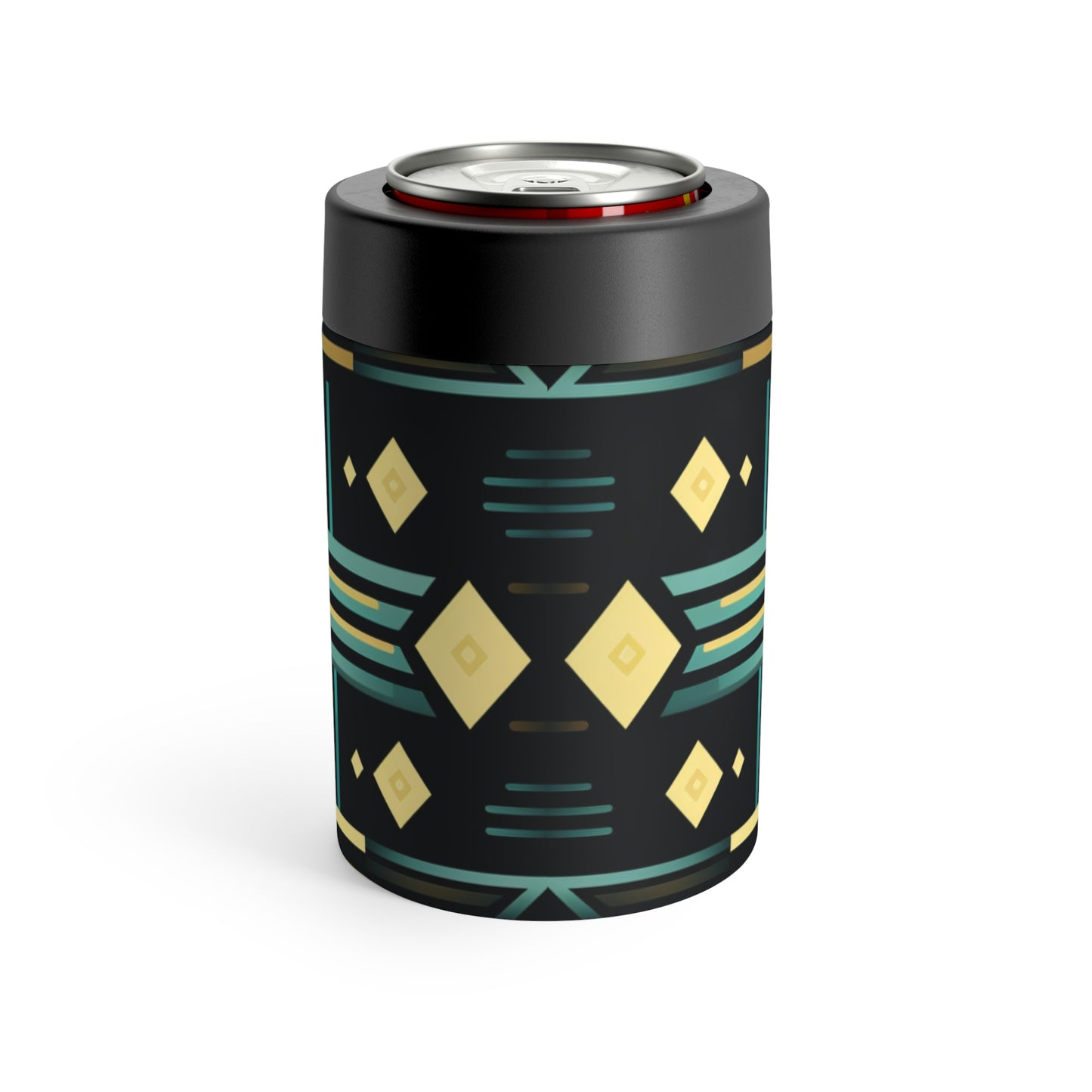 Black, Turquoise and Yellow Geometric Can Holder