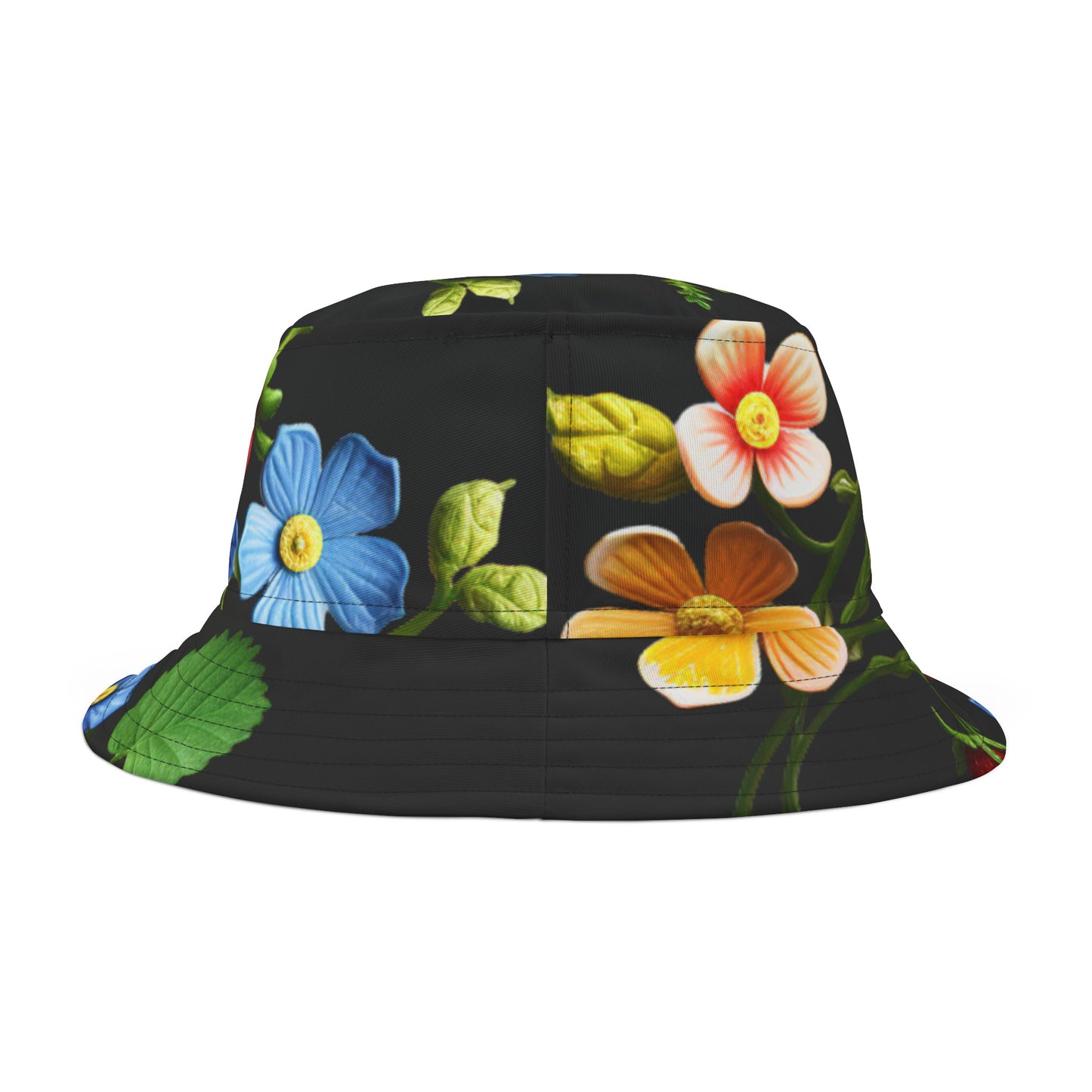 Black Floral Geometric Bucket Hat