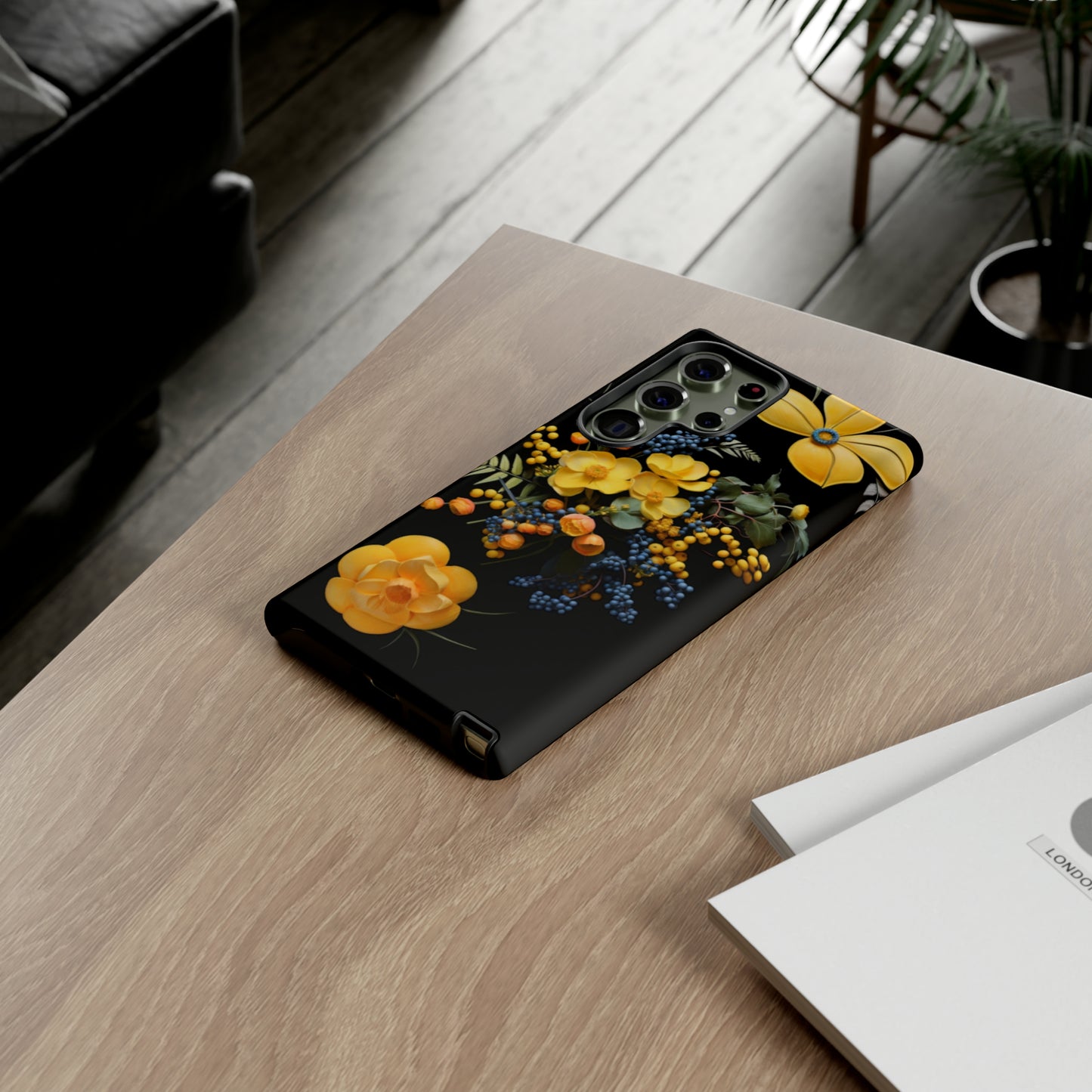 Yellow floral phone case