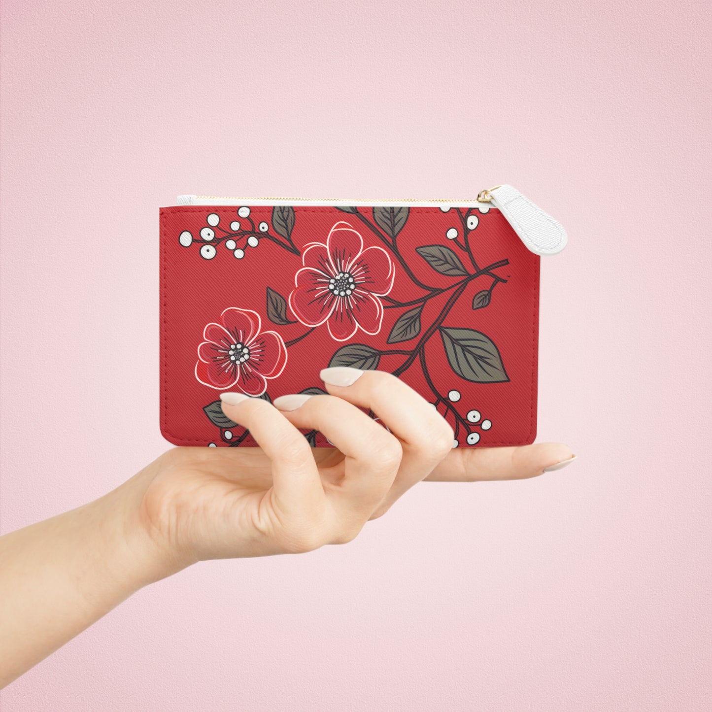 Red Floral Mini Clutch Bag