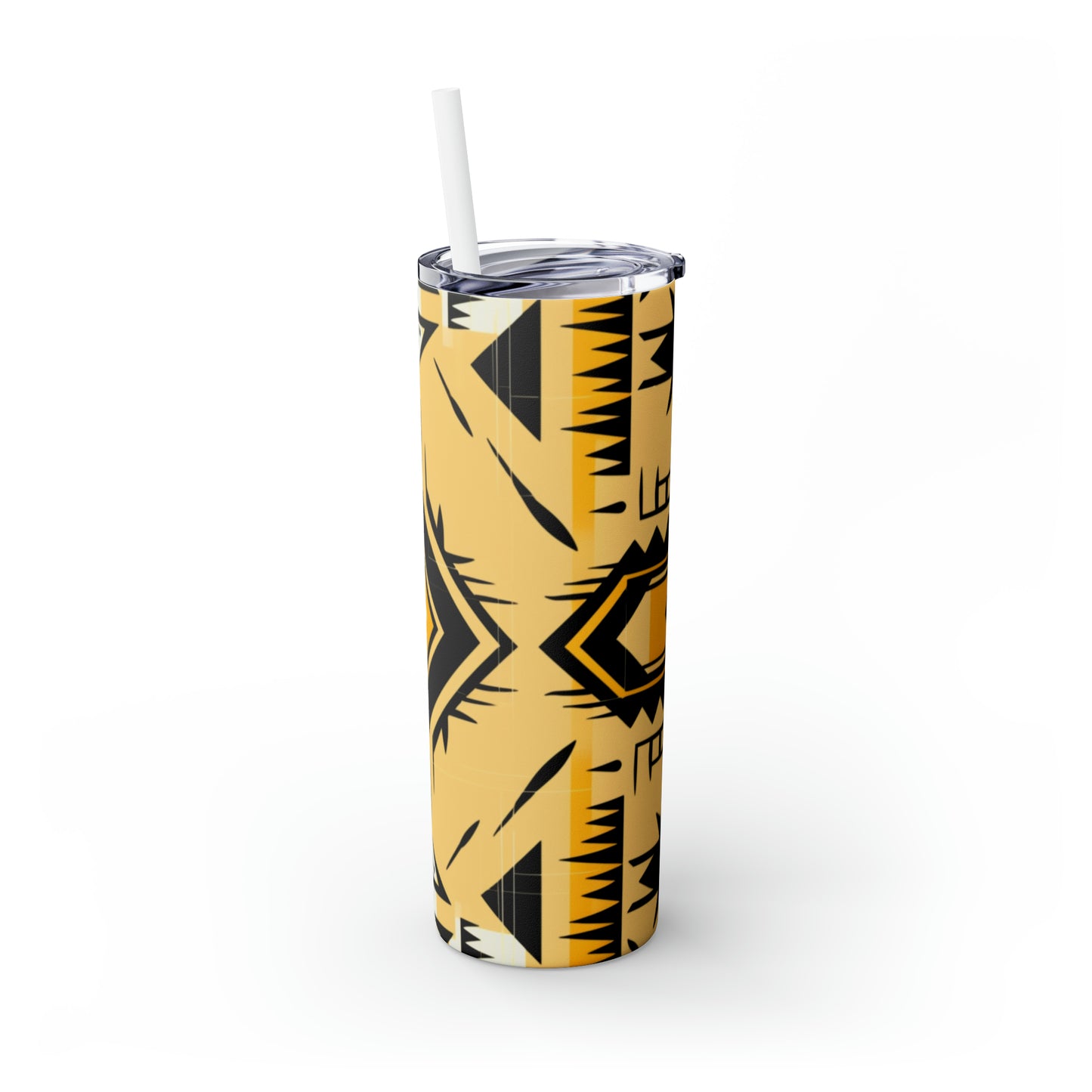 Yellow Geometric Skinny Tumbler with Straw, 20oz