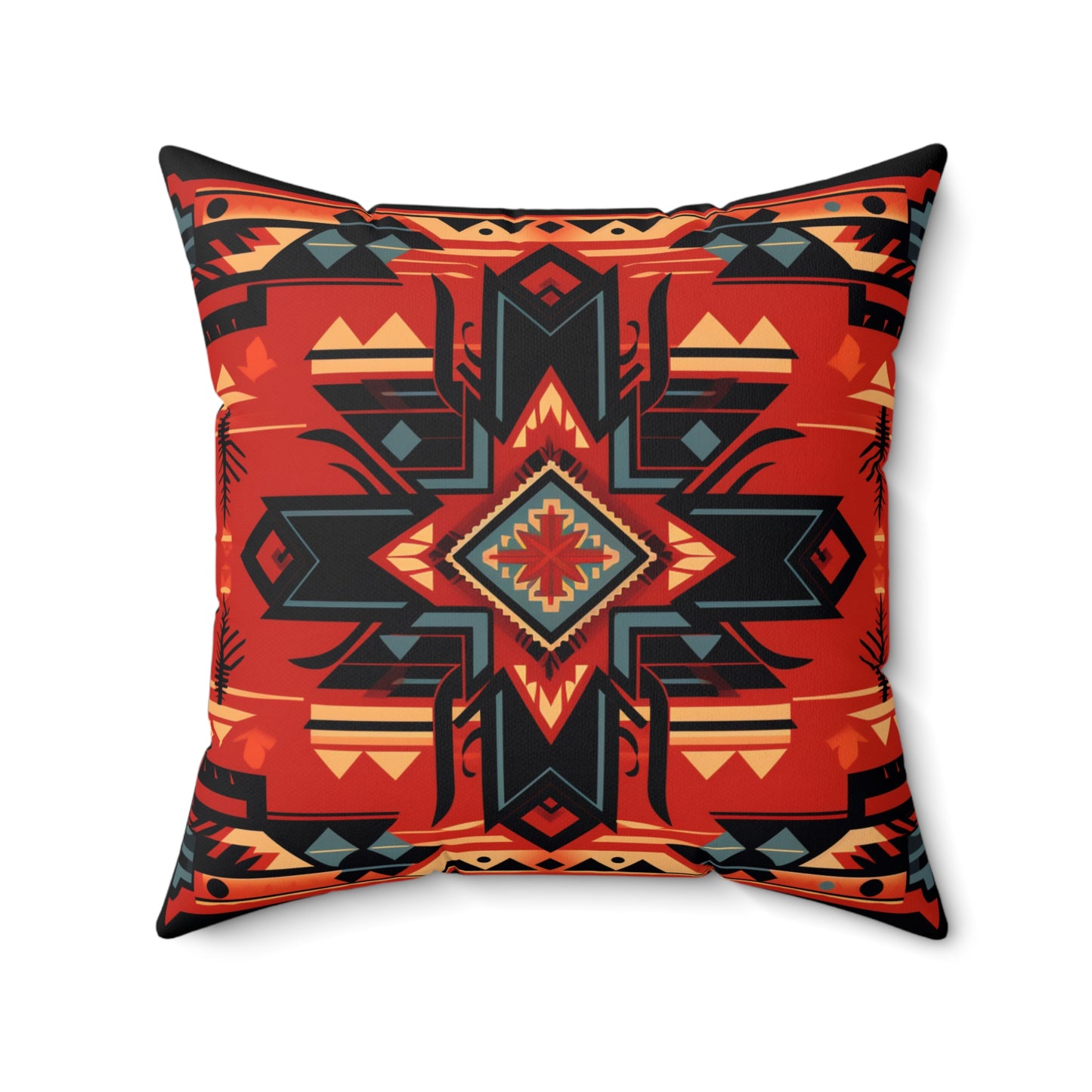 Red Geometric Square Pillow