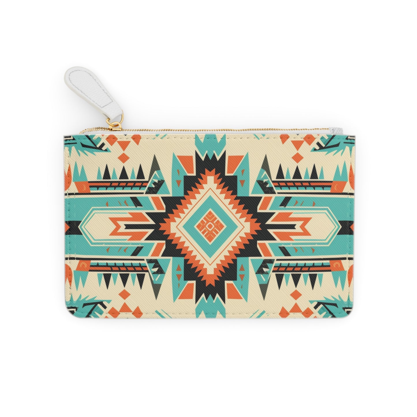 White, Orange and Turquoise Geometric Mini Clutch Bag