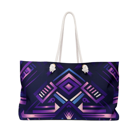 Purple Geometric Weekender Bag