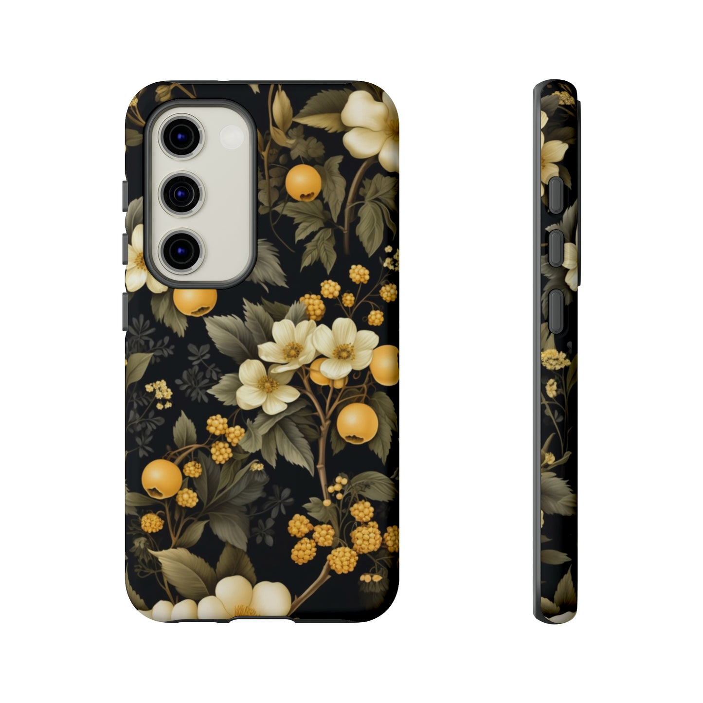 White Black and Yellow Floral phone case