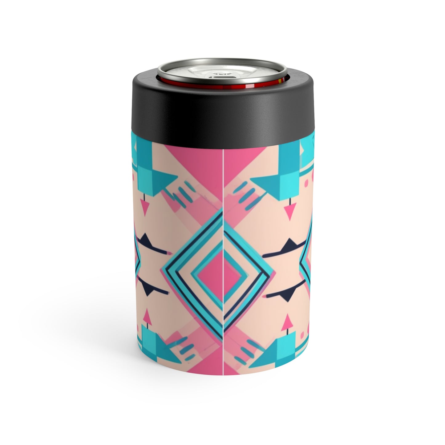 Pink and Turquoise Geometric Can Holder