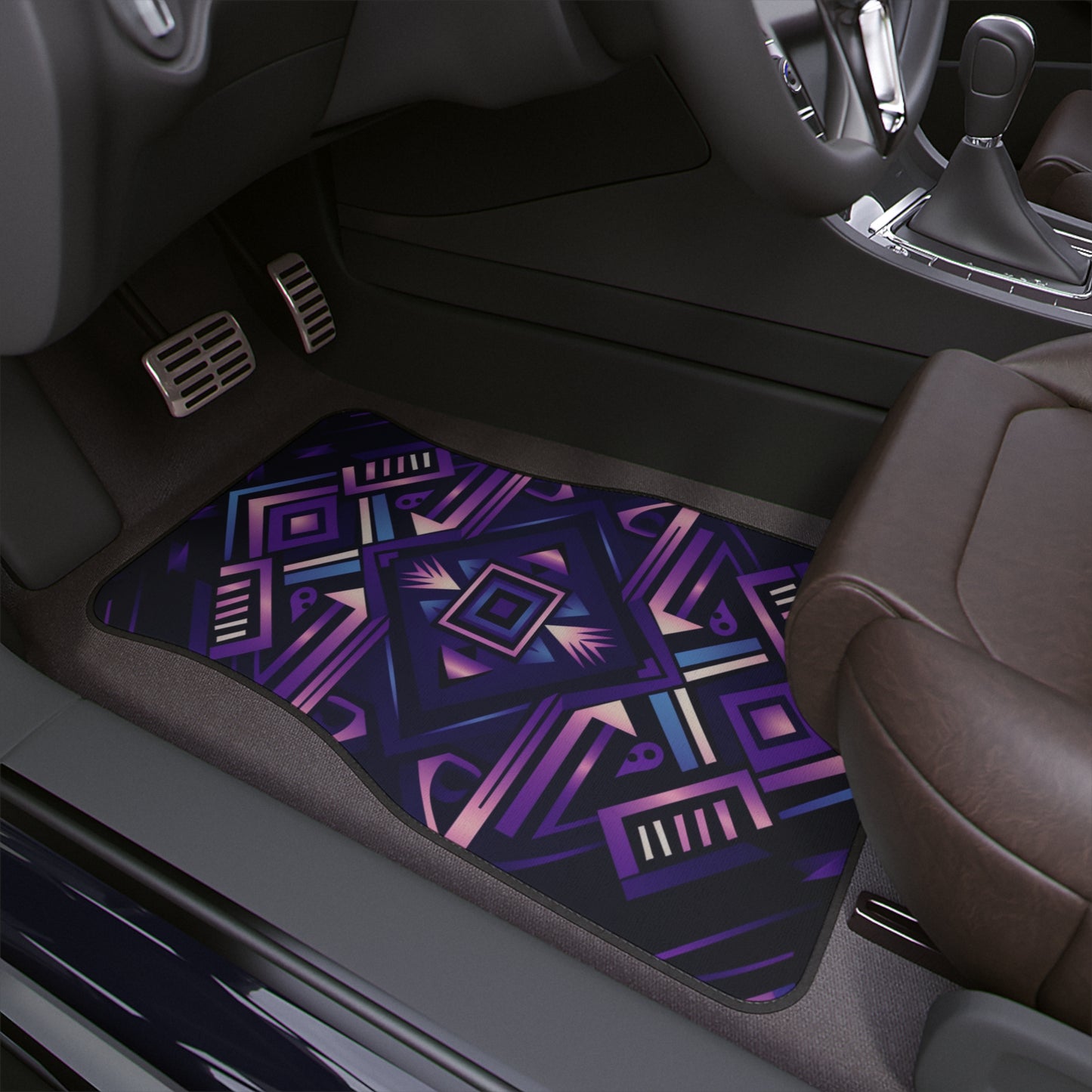 Purple Geometric Floor Mats, 1pc