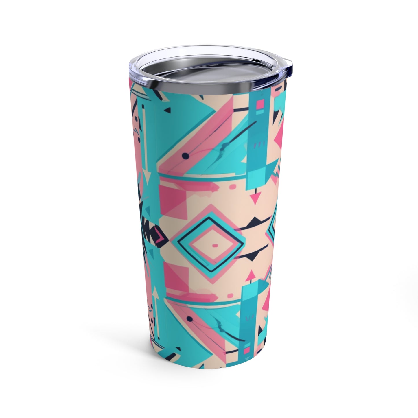 Pink and Turquoise Geometric Tumbler 20oz