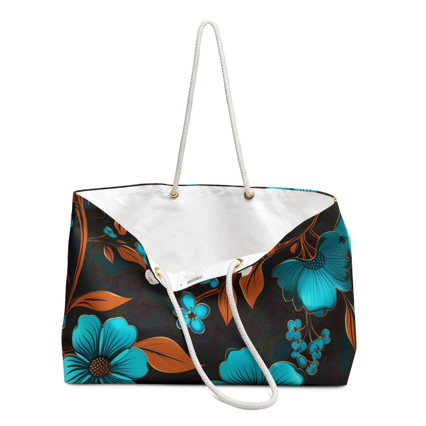 Teal and Orange Floral Weekender Bag