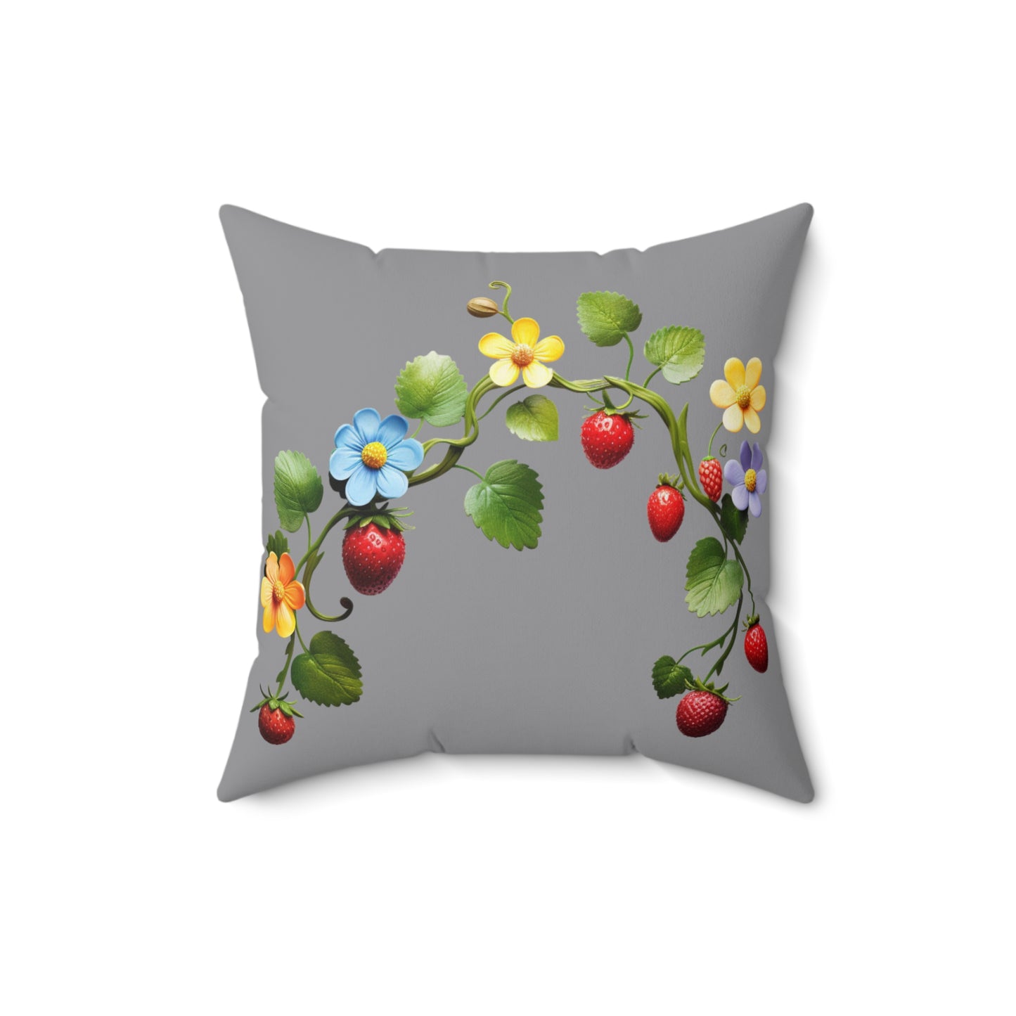 Grey Floral Square Pillow