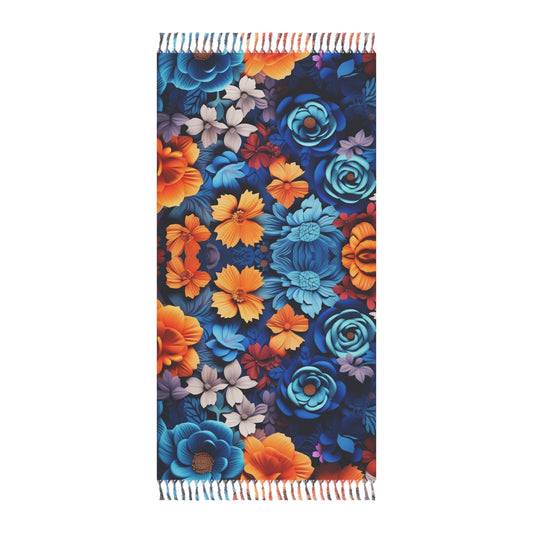 Blue, Orange and White Floral Beach Cloth