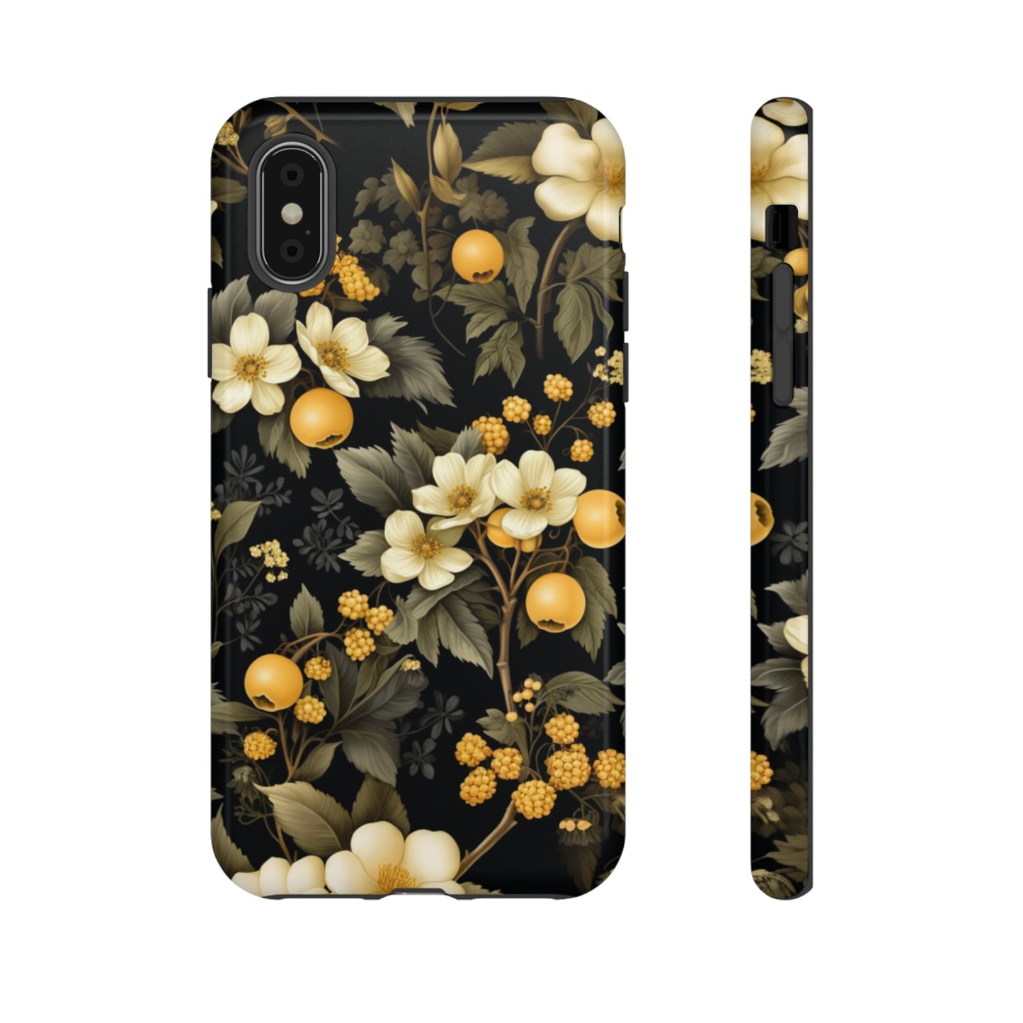 White Black and Yellow Floral phone case